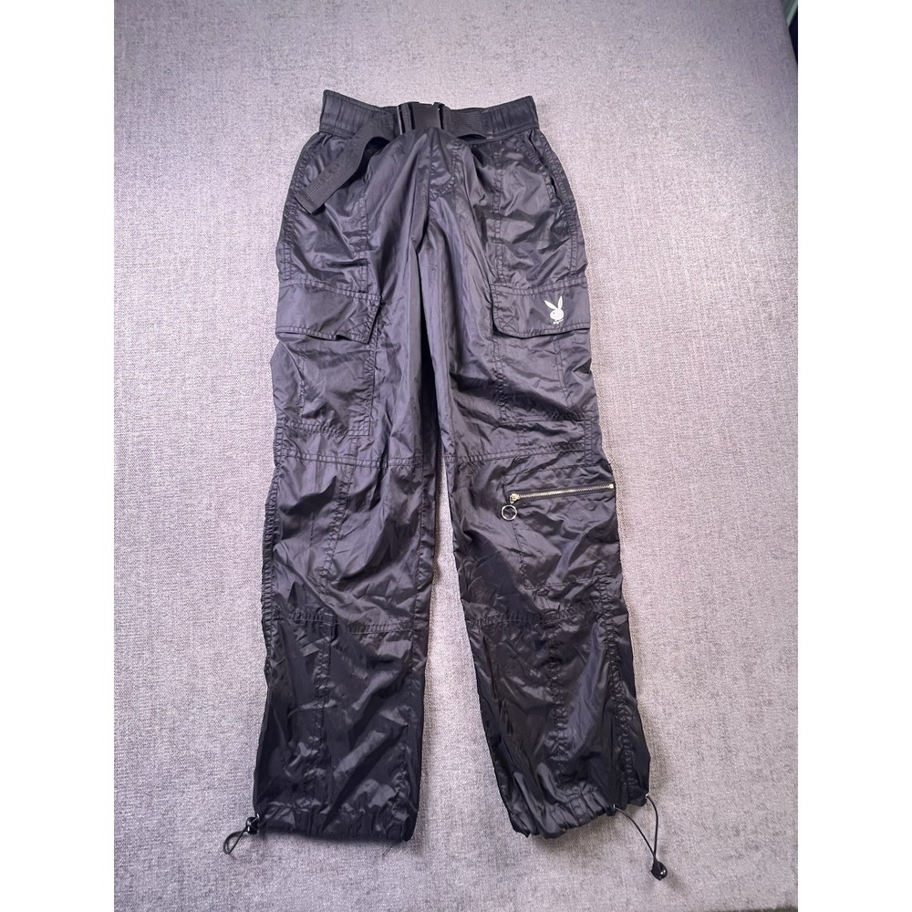 Playboy X Pacsun Pants Women's XS Black Cargo Parachute Belted Lightweight - Picture 1 of 11